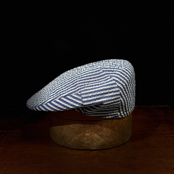 City Boy Seersucker Flat Cap - Denim