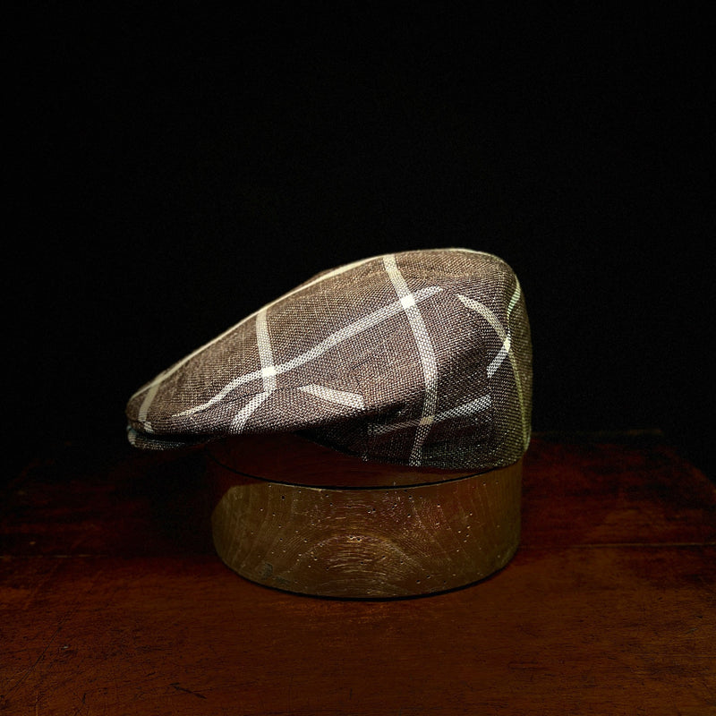 City Boy Windowpane Flat Cap - Tobacco